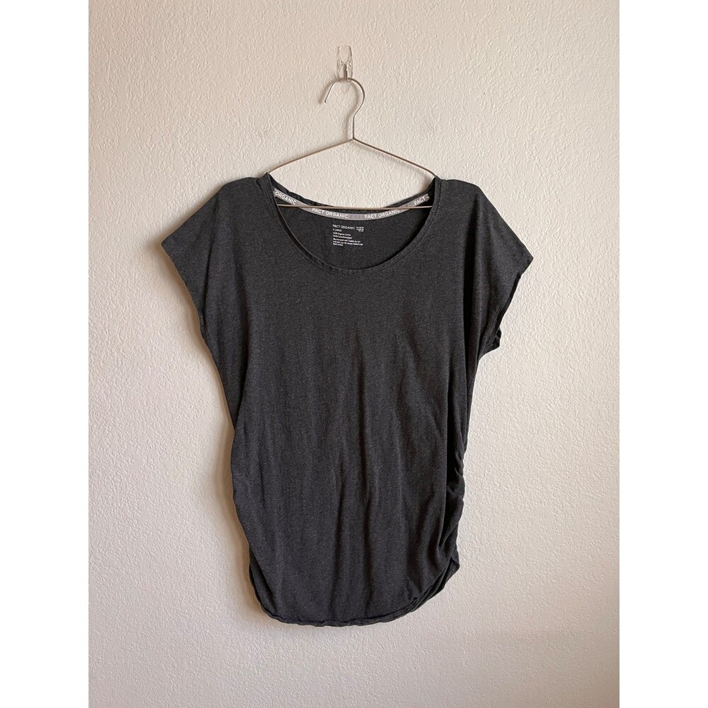 Pact Organic Maternity Ruched Tee in Charcoal Size XL